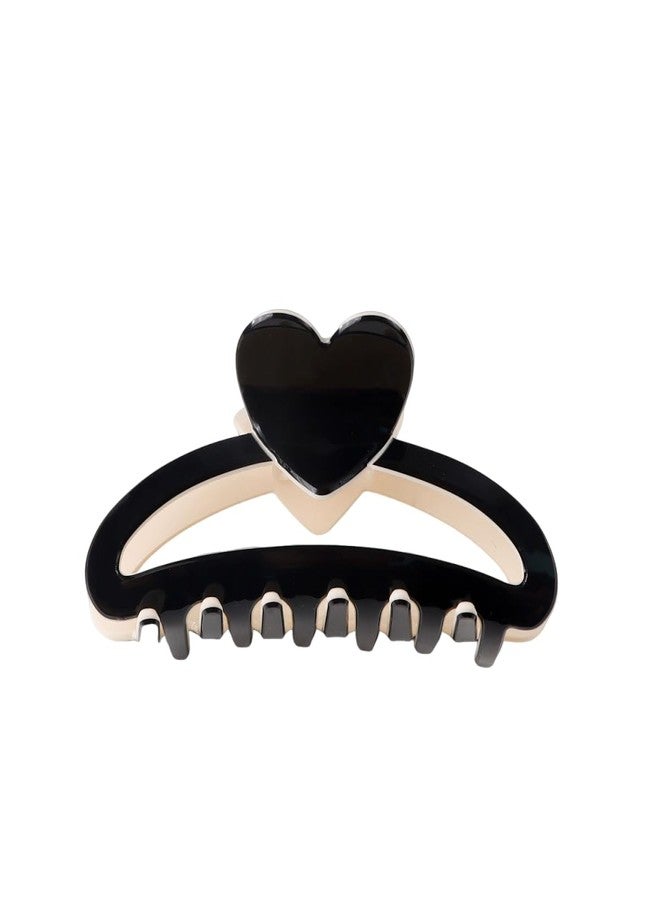 1pc Heart Hair Clips Cute Valentine Hair Claw Clip Elegant Love Design Black Heart Hair Jaw Clips Nonslip Acrylic Hair Clamps Medium Acetate Hair Barrette Kawaii Hair Clips for Women Girls